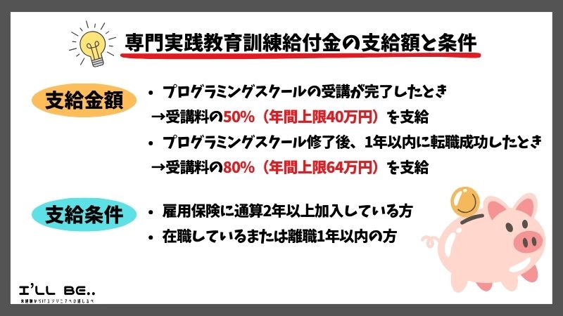 2024年10月改正：専門実践教育訓練給付金の支給額と支給条件