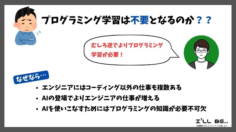 プログラミング学習は不要となるのか